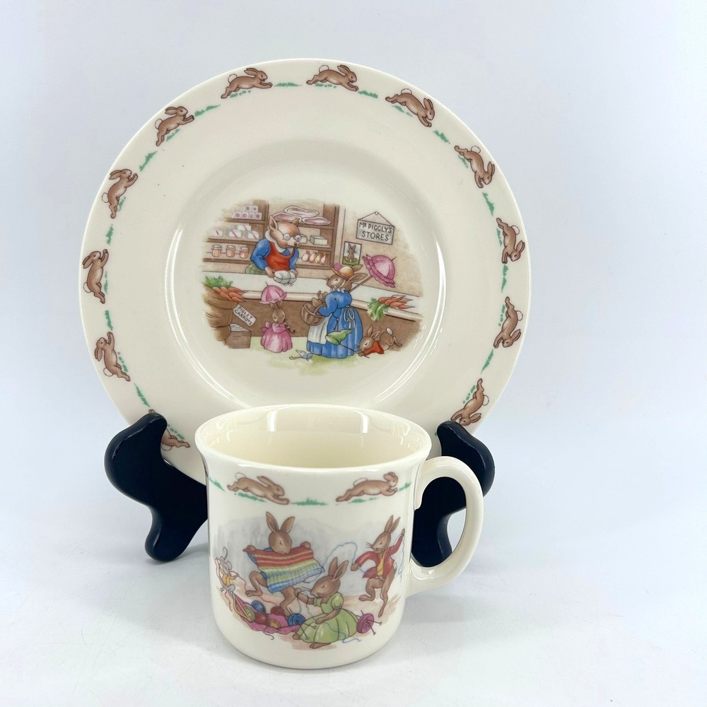 Royal Doulton Bunnykins Bone China Plate & Mug Set English Nursery Ware Vintage